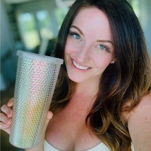 Sparkling Studded Bedazzled Tumbler Cup Lid & Straw Acrylic Water Bottle, 24oz